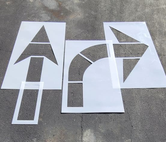 12 Thru Traffic Parking Lot Stencils Actual 12 Letters. 8 Widths, 2  Spacing. 3 Edge Distances.