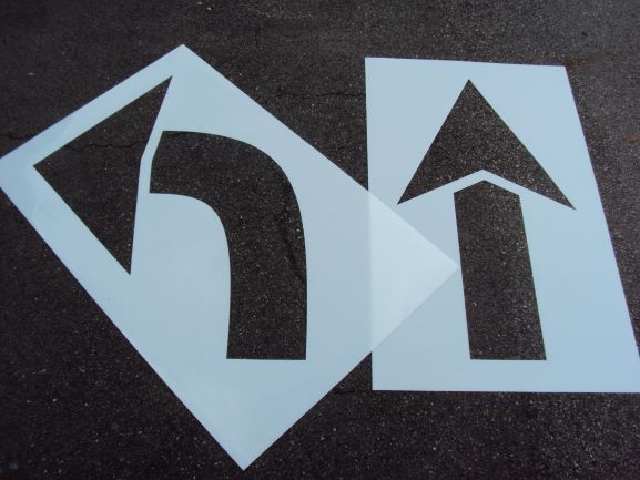 40" Parking Lot Arrow Stencils; MATCHING HEIGHT 1/16" Re-Usable LDPE Plastic 