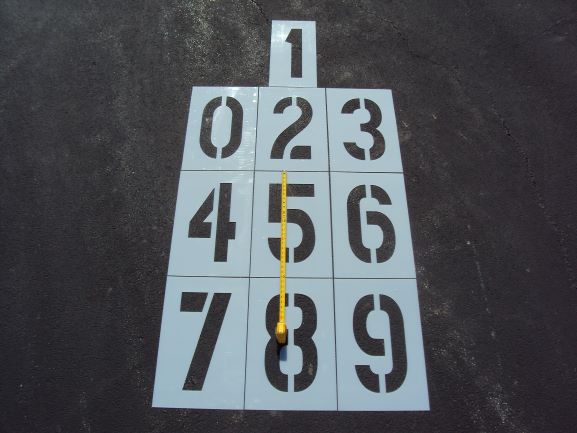 8 Number Stencils - (1/16 Thick) LDPE Parking Lot Stencils - 8 x 5.25.  Wider Font. Easy to See and Read from a Distance While Driving. MFG'd by