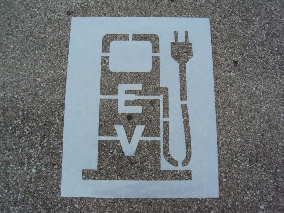 Electric Vehicle Gas Pump Stencil MFG'd By American Striping Ohio