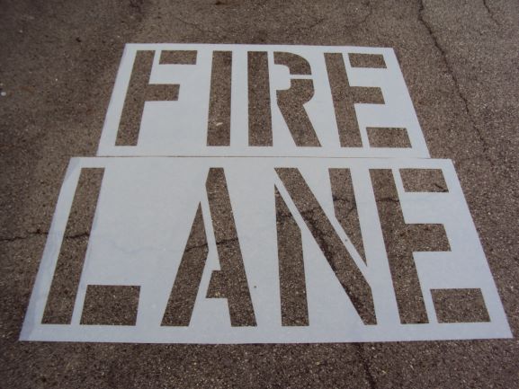 4 in Fire Lane stencil,curb stencil for parking lot striping 1/8" LDPE 2 FOR 35$ 