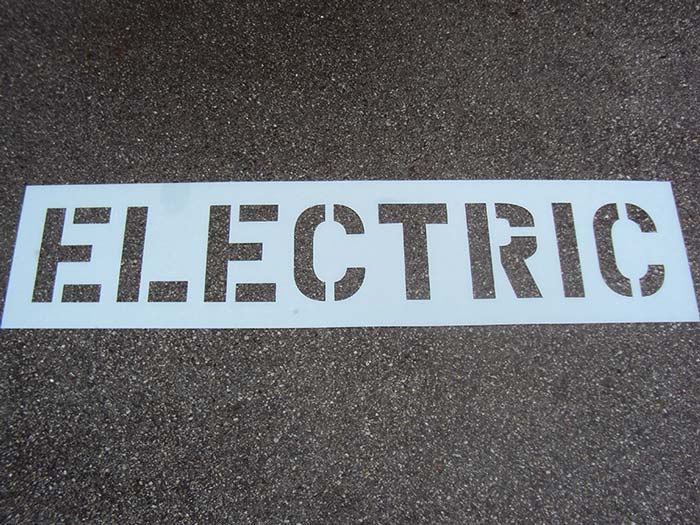 ELECTRIC Parking Lot Stencil MFG'd By The American Striping Co.